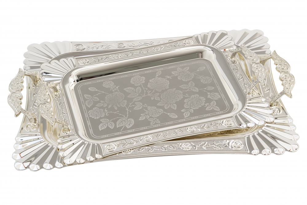 Metall Teetablett 2 er / İkili Metall Tepsi  74S