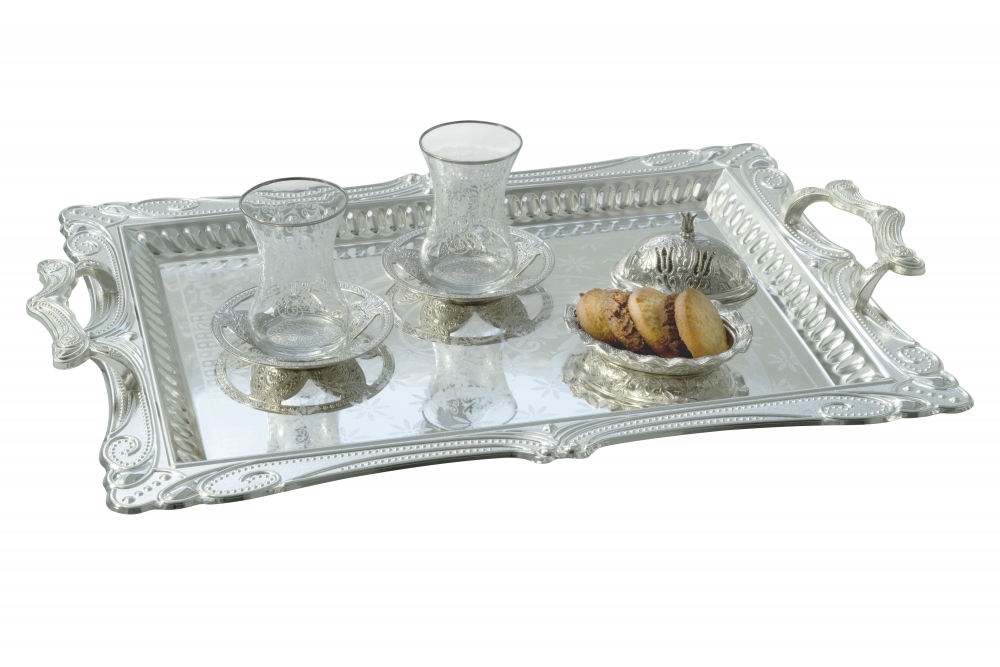Metall Teetablett 2 er / İkili Metall Tepsi  73S