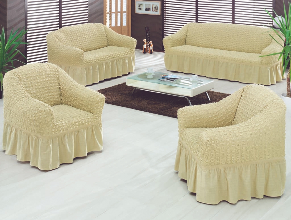 Couchdecke/Koltuk Örtüsü 3+2+1 Natural  3 tlg